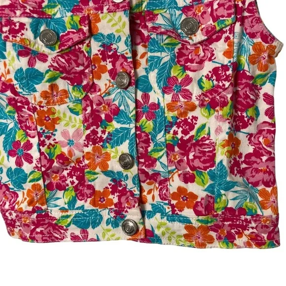 ENYCE New York Floral Cotton Denim Vest Girls' Size 7/8 - Picture 2 of 10